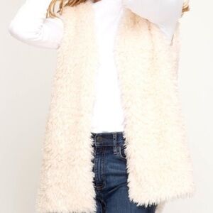 Wishlist Cream Faux Fur Hooded Teddy Vest